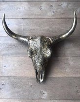 Buffel schedel skull bedrukt groot brons