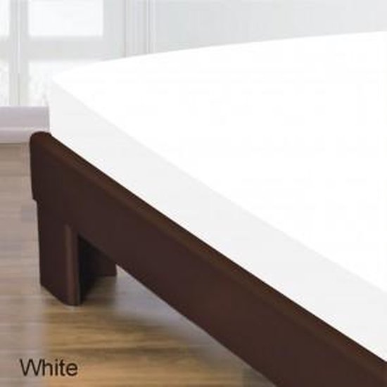 Homee Hoeslaken Katoen wit 120x200 +30 cm eenpersoons bed - gladde 100% Katoen - Perfecte pasvorm