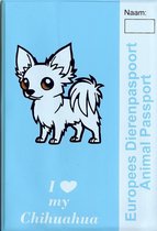 Honden paspoorthoes "I love my Chihuahua" voor europees dierenpaspoort langhaar babyblauw