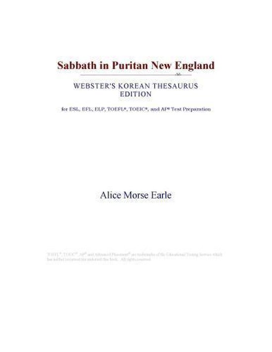 Sabbath in Puritan New England (ster's Korean Thesaurus Edition