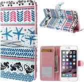 Apple iPhone 6 Plus Stand Case Hoesje Zeester & Vis Donkerblauw