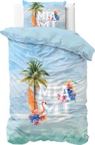 Sleeptime Miami Summer - Dekbedovertrek - Eenpersoons - 140x200/220 + 1 kussensloop 60x70 - Blauw