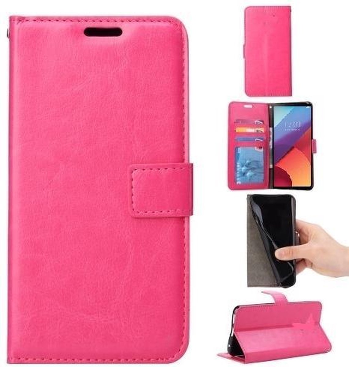 Telefoonhoesje Geschikt voor: Motorola Moto G5 S Plus portemonnee hoesje - roze