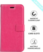Sony Xperia XZ Premium Donker Roze hoesje met opbergvakjes voor pasjes en briefgeld