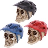Doodskop met fietshelm skull schedel rood of blauw