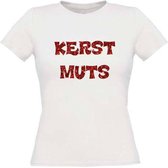 Kerstmuts T-shirt maat XL Dames wit