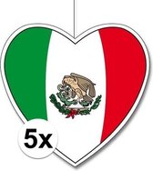 5x Hangdecoratie harten Mexico 28 cm - Mexicaanse vlag WK landen versiering