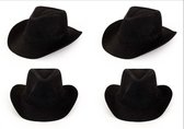 4x Cowboyhoed zwart glitter