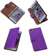 Glamour Purple iPhone 6 Plus Echt Leer Hoesje Wallet Case