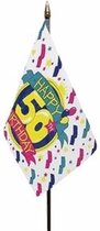 Happy 50th Birthday mini vlaggetje op stok 10 x 15 cm