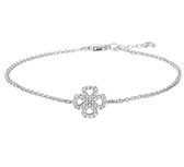 The Jewelry Collection Armband Bloem Zirkonia 1,5 mm 17 + 2 cm - Zilver Gerhodineerd