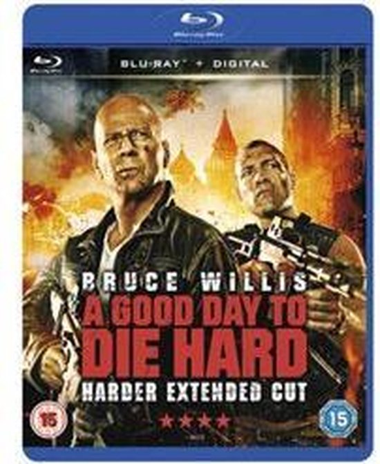 Blu-ray hoes van A Good Day to Die Hard met Bruce Willis en Jai Courtney in actie.