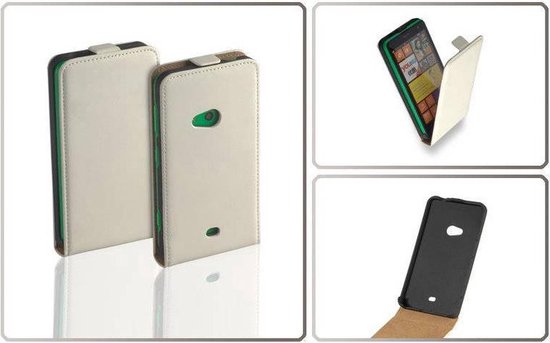 Lederen Flip case case Telefoonhoesje - Nokia Lumia 625 Creme Wit | bol.com