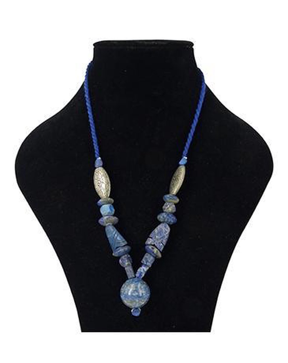 Ketting van turquoise natuursteen en opengewerkte kralen Pandora Style Bedels en Sieraden