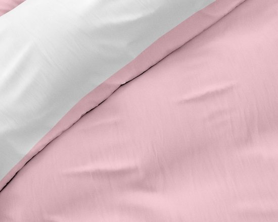 Sleeptime Twee Kleuren Dekbedovertrek - 200x200/220 + 2 kussenslopen 60x70 - Roze/Wit - Tweepersoons van Merkloos — afbeelding 5