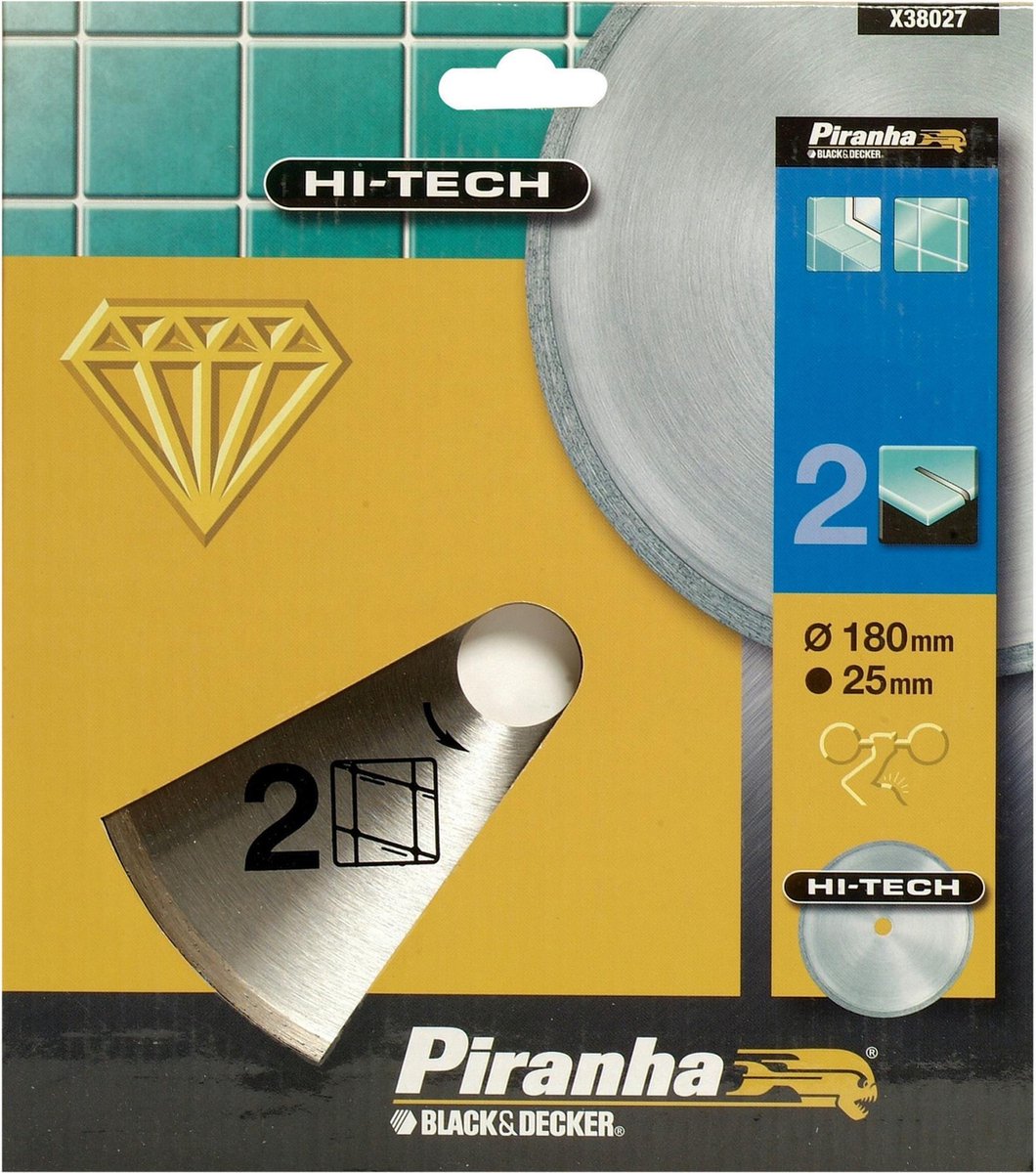 Piranha - HI-TECH - diamantblad volle rand - 180 mm - X38027