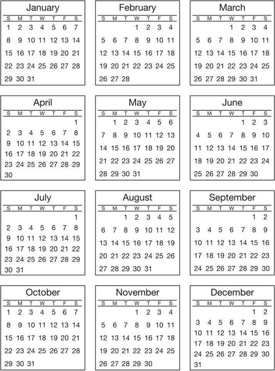 Kalender stickers maanden Engelstalig 2017 | bol.com