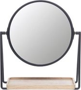 Miroir de maquillage rond avec plateau en bambou - 3 x grossissant