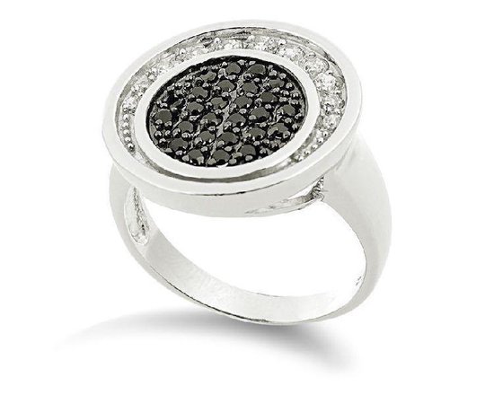 Orphelia ZR-3545/50 - Ring Cercles Noir & White - Argent 925 - Zircone - Taille 50