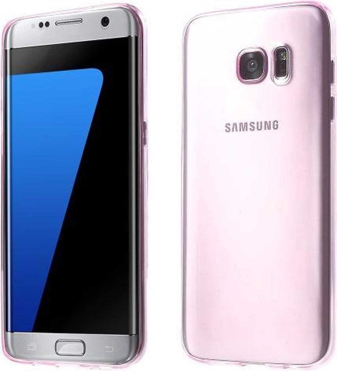 Colorfull roze silicone hoesje transparant Geschikt voor: Samsung Galaxy S7 Edge