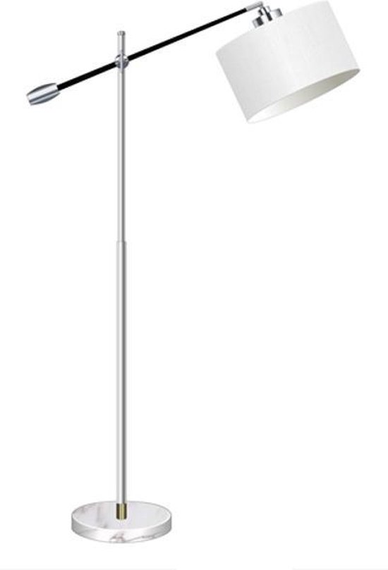 Staande vloerlamp booglamp verstelbaar zilver wit creme lampenkap | bol.com