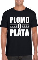 Zwart plomo o plata shirt voor heren XL