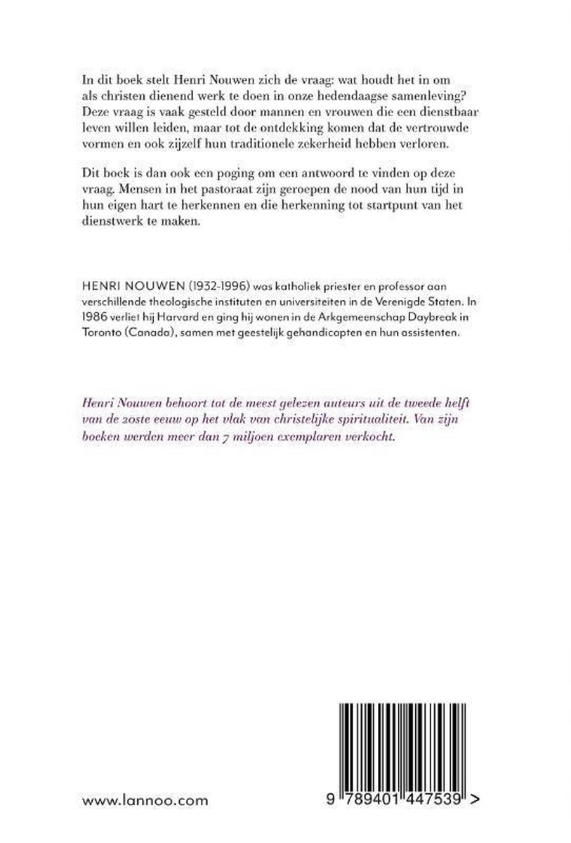 Arrière du livre 'De gewonde heler' avec texte et ISBN.