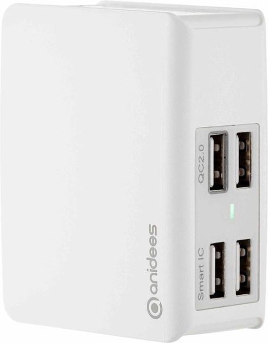 anidees 4 poort USB Smart IC oplader met 1 x QC2.0 3x snelle charging  thuislader en... | bol.com