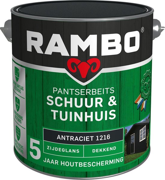 Inspecteur Respect patroon Rambo Pantserbeits Schuur & Tuinhuis Dekkend Antraciet 1216 - Beits -  Dekkend - Water... | bol.com