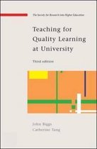 Boek 'Teaching for Quality Learning at University', derde editie, met abstracte geometrische lijnen in oranje, geel en groen.