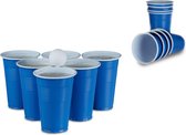 Relaxdays 100 x Beer Pong wegwerpbeker plastic – plasticbeker – party - bierbeker - blauw