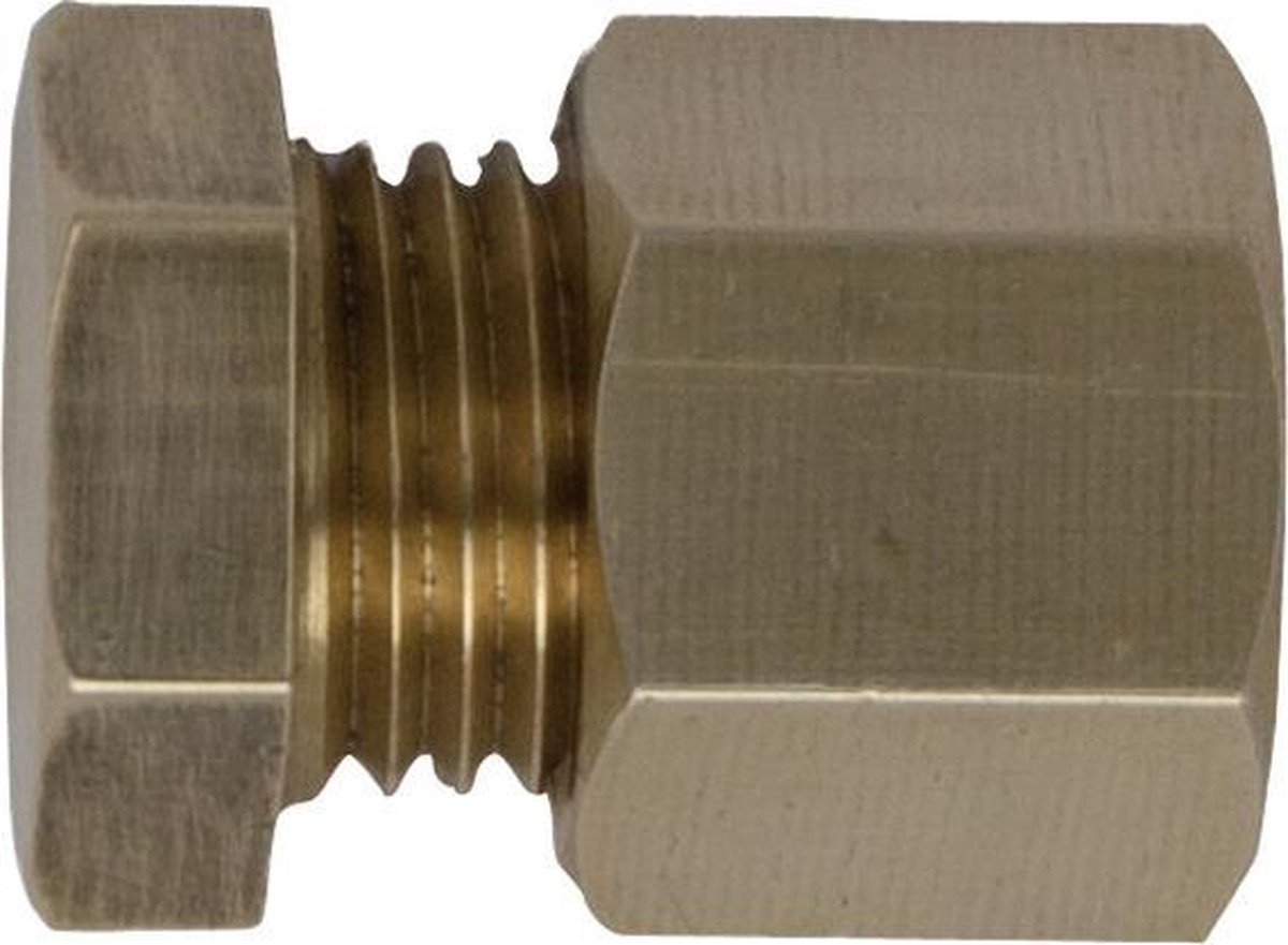 Eindstop messing met knelkoppeling 8mm