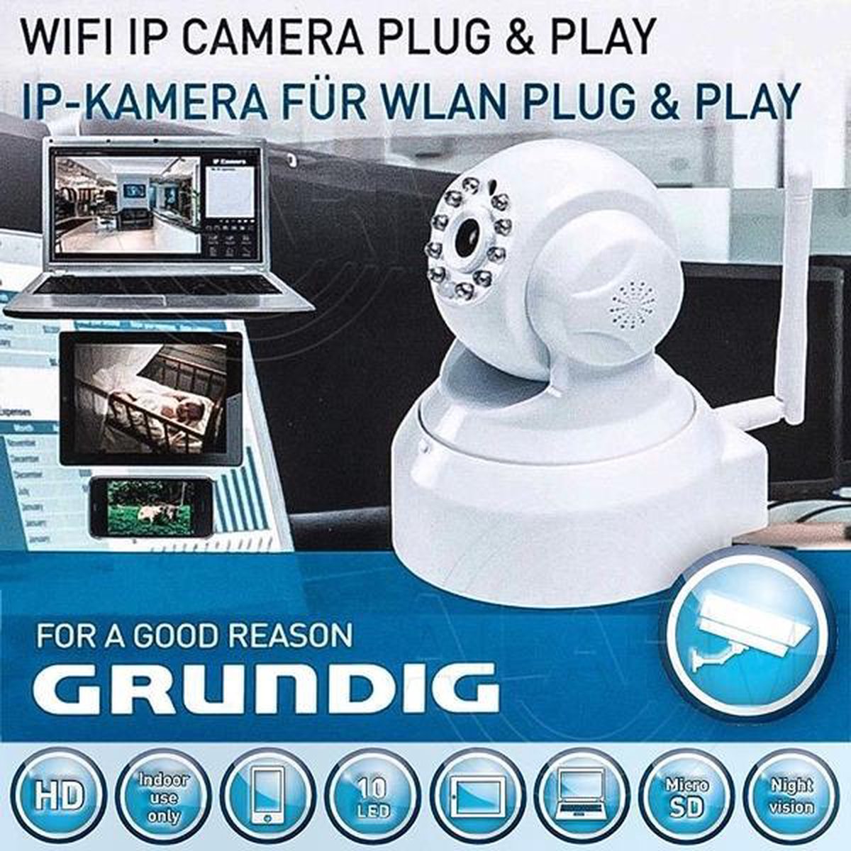 Voorbereiding consultant Minimaliseren Grundig IP camera - Wireless - Dag & Nacht - Pan/Tilt | bol.com