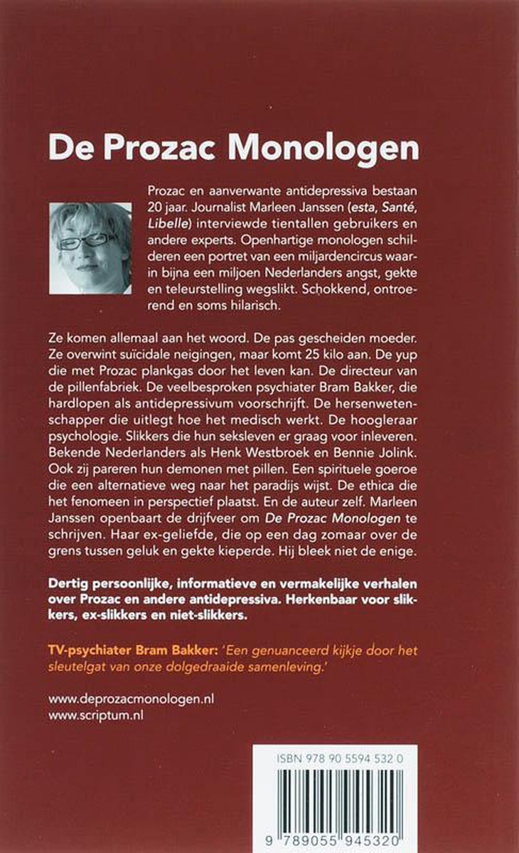 De Prozac Monologen - back cover