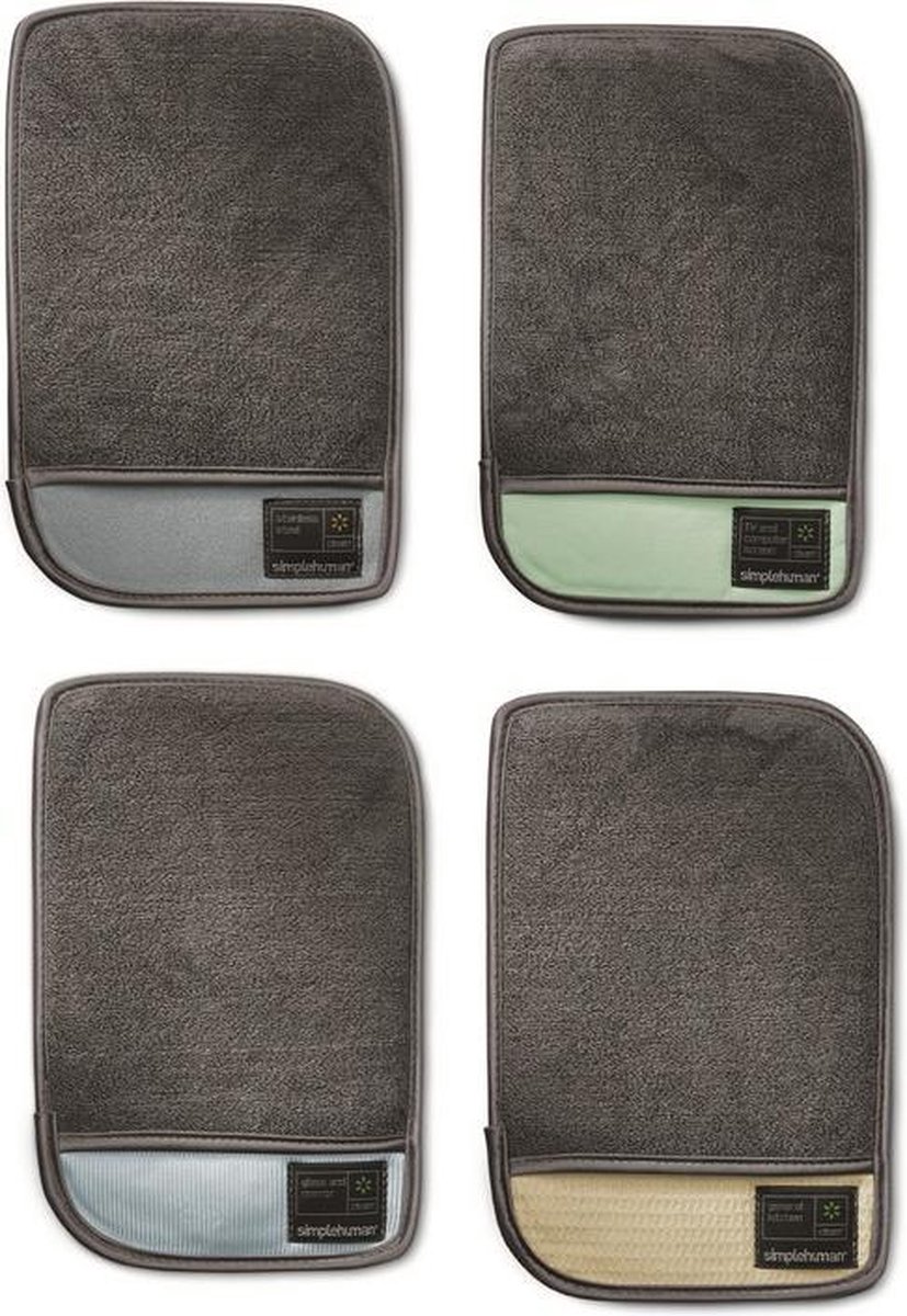 Simplehuman - Schoonmaak Handschoen Set met 4 Stuks - Microvezels - Grijs