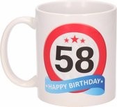 Verjaardag 58 jaar verkeersbord mok / beker