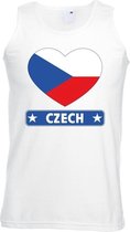 Tsjechie hart vlag singlet shirt/ tanktop wit heren XL