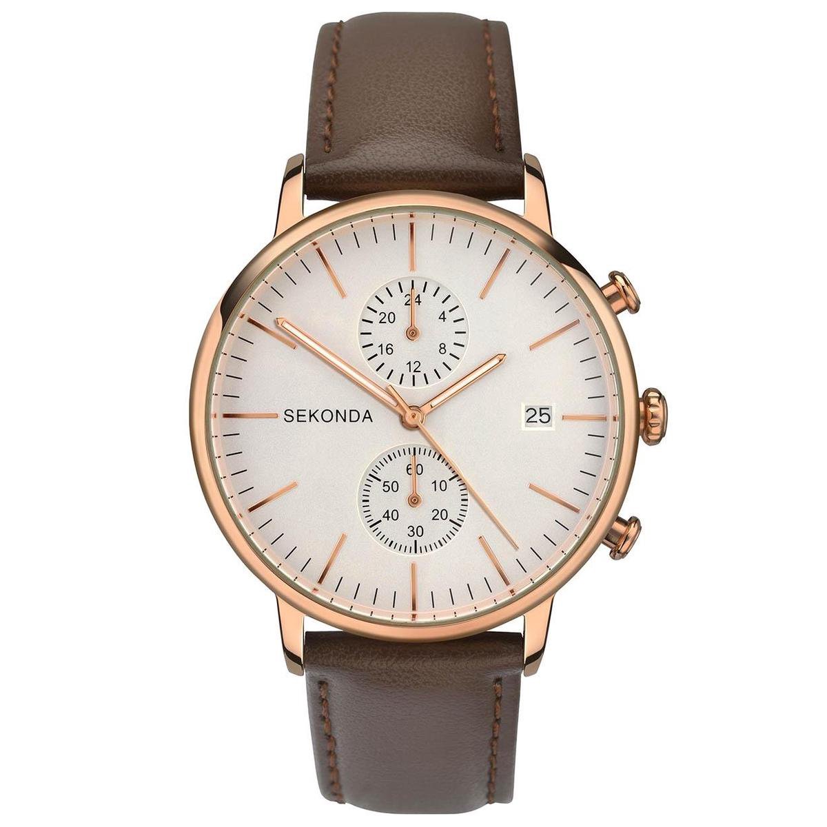 Sekonda Herenhorloge SEK.1381 Lederen band Rose goud