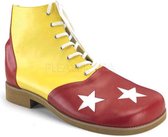 Taille unique | CLOWN-02 | Chaussure de clown adulte jaune-rouge Pu W / Wht Stars
