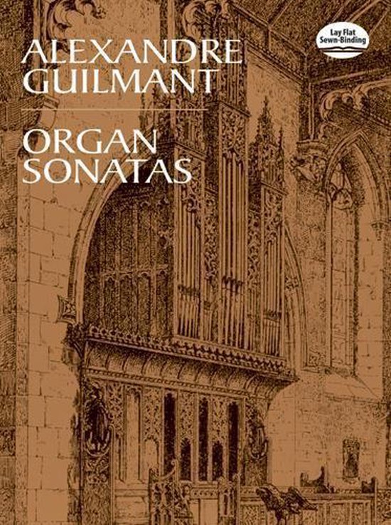 Couverture de livre avec "Alexandre Guilmant Organ Sonatas" et une illustration d'un grand orgue dans une église.