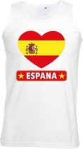 Spanje hart vlag singlet shirt/ tanktop wit heren XL