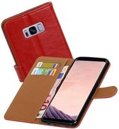 Zakelijke Book Case Telefoonhoesje Geschikt voor de Samsung Galaxy S8 Plus - Portemonnee Hoesje - Pasjeshouder Wallet Case - Rood