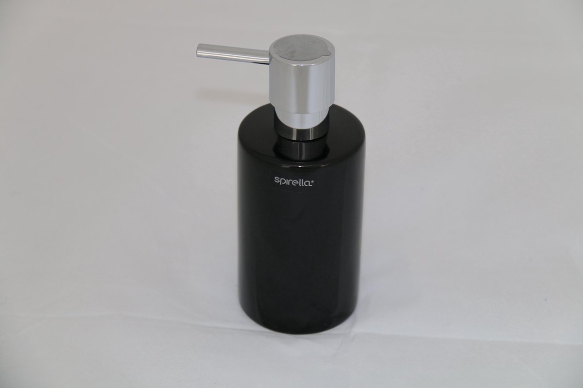 Spirella zeeppompje/dispenser Sienna - glans zwart - porselein - 16 x 7 cm - 300 ml - badkamer/toilet/keuken