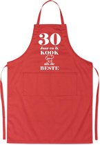 Mijncadeautje - Luxe schort - 30 jaar - en ik kook als de beste - rood