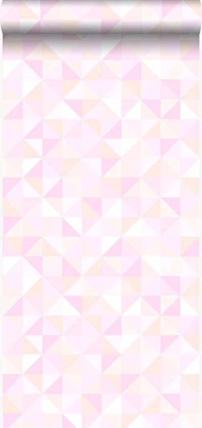 Origin Wallcoverings behang driehoekjes pastel roze en perzik roze - 337208 - 53 cm x 10,05 m