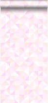 Origin Wallcoverings behang driehoekjes pastel roze en perzik roze - 337208 - 53 cm x 10,05 m