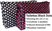 Rojafit Grote Toilettas Black Dots-Roserood (Afmeting 30 x 7 x 19 cm.)