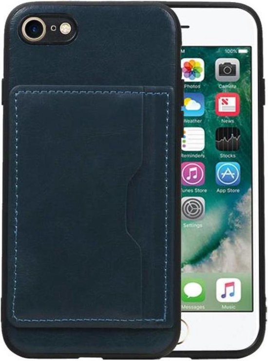 Staand Back Cover 1 Pasjes voor iPhone 8 / 7 Navy
