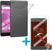 Sony Xperia Z5 Compact Ultra Dunne TPU silicone case hoesje Met Tempered glass Screen Protector Set