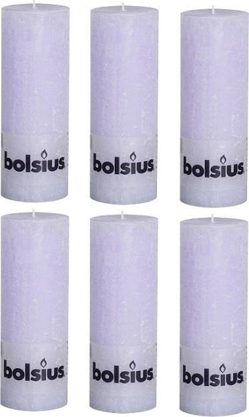 Bolsius Stompkaars Rustiek - Pastel Paars - H19xD7 cm - 6 stuks